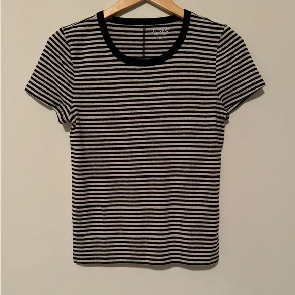 J.Crew Stretch linen-blend crewneck T-shirt in stripe - Picture 2 of 5